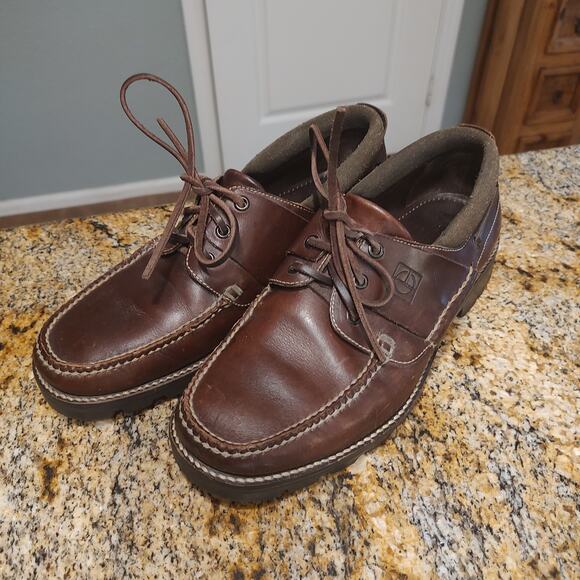 Cole Haan Shoes Mens Size 8.5 Brown Leather Moc Toe Vibram Sole Casual Comfort - Picture 1 of 12